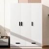 TIRAMISUBEST 3 Door Bedroom Wardrobe Closet with 2 Storage Drawers and Hanging Rod, Solid Wood Armoire with Storage Shelves - 3 of 4