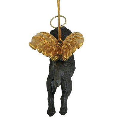 Golden Winged Pug Angel Holiday Ornament