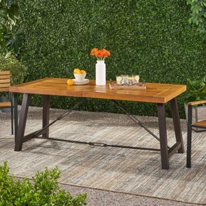 NicBex Outdoor Dining Table,Square/Rectangular Patio Table with Acacia Wood Top for 3-4 Person,Outdoor Furniture - 1 of 4
