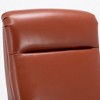 Top Grain Leather Wood Arm Recliner with Cushioned Headrest and Pocket Coil Seating - 3 of 4