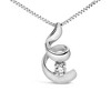10K White Gold 1/10 Cttw Diamond Solitaire Spiral Pendant Necklace - 2 of 4