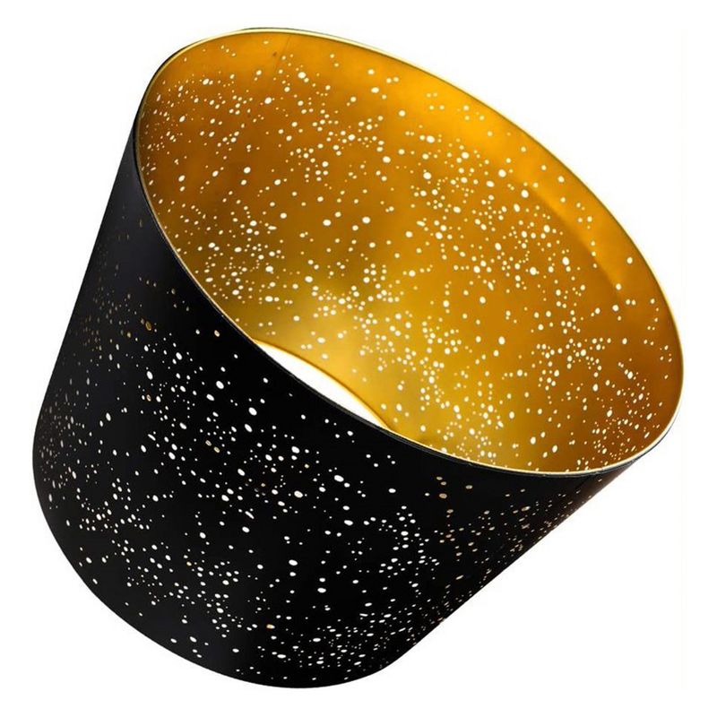 ALUCSET 12 x 14 x 10 Inch Starry Sky Etched Metal Drum Lamp Shade, Black & Gold, 4 of 7