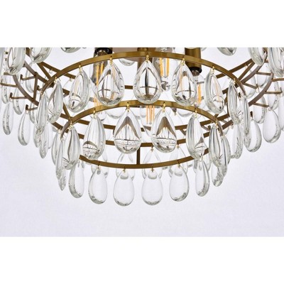 Brass and Crystal 5-Light Adjustable Pendant Chandelier