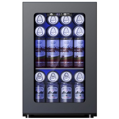 Simzlife 24Cans 1.6 cu. ft. Mini Fridge Cooler, Portable Beverage Refrigerator with Glass Door, Black