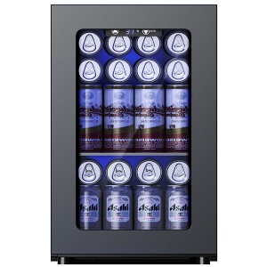 Simzlife 24Cans 1.6 cu. ft. Mini Fridge Cooler, Portable Beverage Refrigerator with Glass Door, Black - 1 of 4