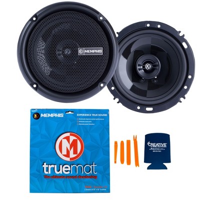 Memphis Audio - Pair of PRX602 Power Reference Series 6.5" 2-Way Coaxial and 1 set of TMSK MOJO Sound Deadening Mat Speaker Kit