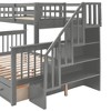 PAGED Simple Wooden Bunk Bed Loft Bed, Twin over Twin Bed Frame with 3 Drawers, Storage Stairs and Guardrail for Kids, Teens - 4 of 4