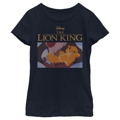 Girl's Lion King Simba And Rafiki Scene T-shirt - Navy Blue - Large ...