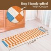 Folkulture Runner Rug for Hallways, 2x6 ft 100% Cotton Washable Bathroom Runner-Rugs or Kitchen & Home, 24x72 Inch (Rust & Blue) - 2 of 4