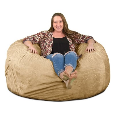 Ultimate Sack 5ft Bean Bag Chair, Oversized Comfortable Indoor Floor Lounger, Giant Foam-Filled Furniture for Relaxing, Camel Suede