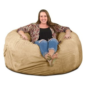 Ultimate Sack 5ft Bean Bag Chair, Oversized Comfortable Indoor Floor Lounger, Giant Foam-Filled Furniture for Relaxing, Camel Suede - 1 of 4