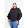 Slickblue Curvy Fit Black/White Blouse with Punched Sleeves – Comfortable Polyester/Spandex Blend, Sizes 1x-3x - 2 of 4