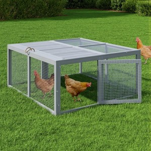 Folding Chicken Coop & Rabbit Hutch, Portable Chicken Cage Pens with Top & Side Opening Doors, Small Animal Playpen, No Assembly Required - 1 of 4