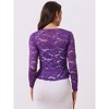 INSPIRE CHIC Women's Tie Front Ruffled Hem Floral Lace Sheer Crop Bolero Shrug - 3 of 4