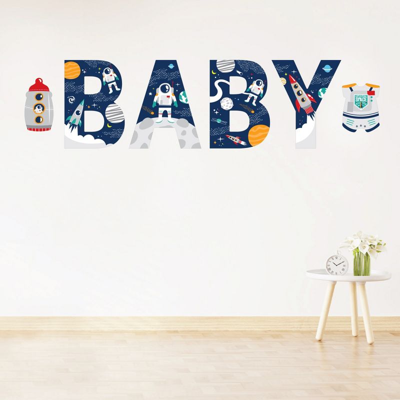 Big Dot of Happiness Blast Off to Outer Space - Peel and Stick Rocket Ship Baby Shower Standard Banner Wall Decals - Baby, 1 of 9