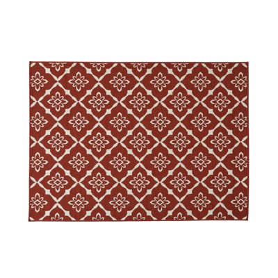 VisioGear Area Rug, 7'*5'3" Vintage Large Non-slip Rug For Living Room Kitchen Bedroom, Red & Beige, 84"*63"*0.16"
