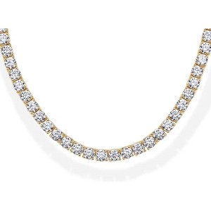 14K Gold Plated 3mm Tennis Necklace, Chunky Simulated Diamond Chain 16" & 18" Yellow Gold-16 Inches - 1 of 4