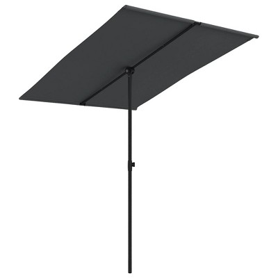 vidaXL Garden Parasol Black Polyester, Aluminum 6.6 x 4.9 ft Rotatable