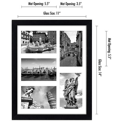 Black Multi-Size Picture Frame Set with Shatter-Resistant Glass