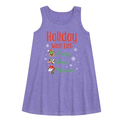 JoJo Siwa Holiday Wish List Graphic Sleeveless Aline Dress - Purple - 4T