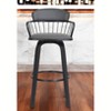 HomeRoots 30" Gray And Black Faux Leather Swivel Low Back Bar Height Bar Chair - 2 of 4