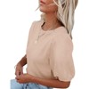 Womens Short Sleeve Lightweight Sweaters Crewneck Knit Pullover Tops with Crochet Sleeve Casual Crochet Blouse Shirt for Spring, Summer - 2 of 4