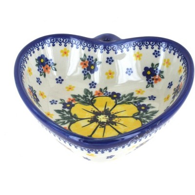 Blue Rose Polish Pottery Buttercup Heart Bowl