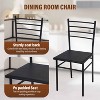 FDW 5 Piece Dining Table Set Modern Glass Top Dining Table with 4 Comfortable Chairs Sleek Black Metal Frame, Black - 4 of 4