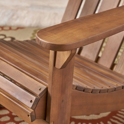 Cara Dark Brown Acacia Wood Adirondack Rocking Chair