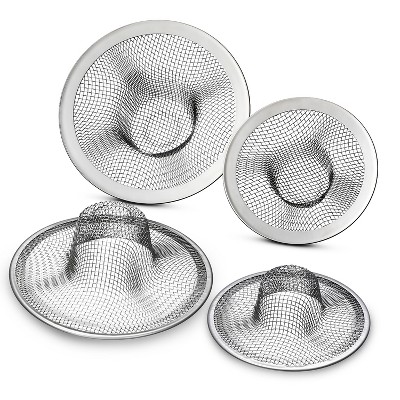 Garnen 4 Pcs Kitchen Sink Strainer Basket, Stainless Steel Mesh Sink Drain Filter for Food, Shower Sink Drain Hair Catcher (2.1", 2.8", 3.5" & 4.3")