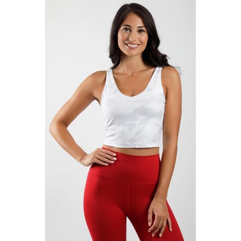 90 Degree By Reflex Womens Fitted V Neck Cropped Tank Top - Camo White -  Large : Target