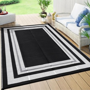 Outdoor Rug Waterproof Reversible Outdoor Plastic Straw Rugs RV Mat Modern Border Indoor Outdoor Carpet for Patio Camping Balcony Deck Backyard Porch - 1 of 4