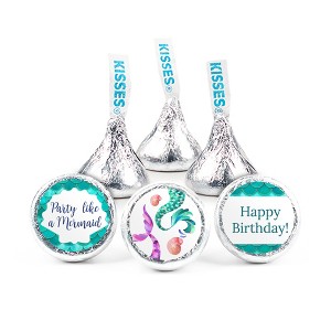 324ct Mermaid Kid's Birthday Stickers for Hershey's Kisses Pink & Purple Party Supplies - DIY - By Just Candy - 1 of 2