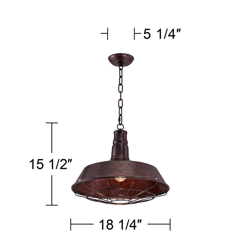 Franklin Iron Works Tiedra Rust Bronze Pendant Light 18 1/4" Wide Farmhouse Industrial Rustic Cage for Dining Room House Foyer Kitchen Island Entryway, 4 of 9