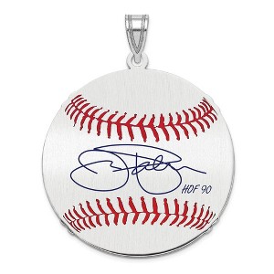 Black Bow Jewelry Sterling Silver Jim Palmer Signature LG Enamel Baseball Pendant - 1 of 4