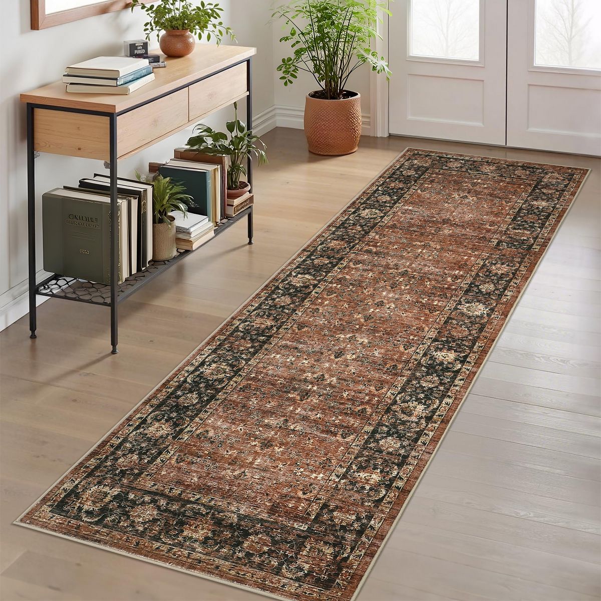 Garvee Vintage Floral Print Area Rug Washable Living Room Bedroom Area Rug Soft Non Slip Low Pile Carpet - thumbnail 10
