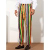 Lars Amadeus Men's Regular Fit Flat Front Color Block Rainbow Striped Trousers - 2 of 4