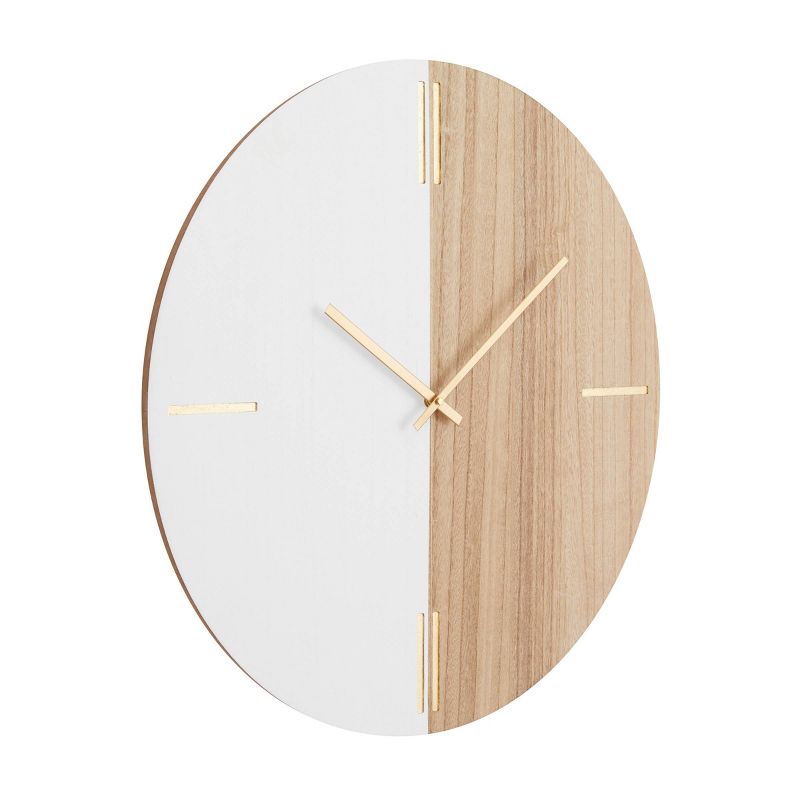  24"x24" Wooden Round Wall Clock with Marble Side - CosmoLiving by Cosmopolitan, 5 of 7