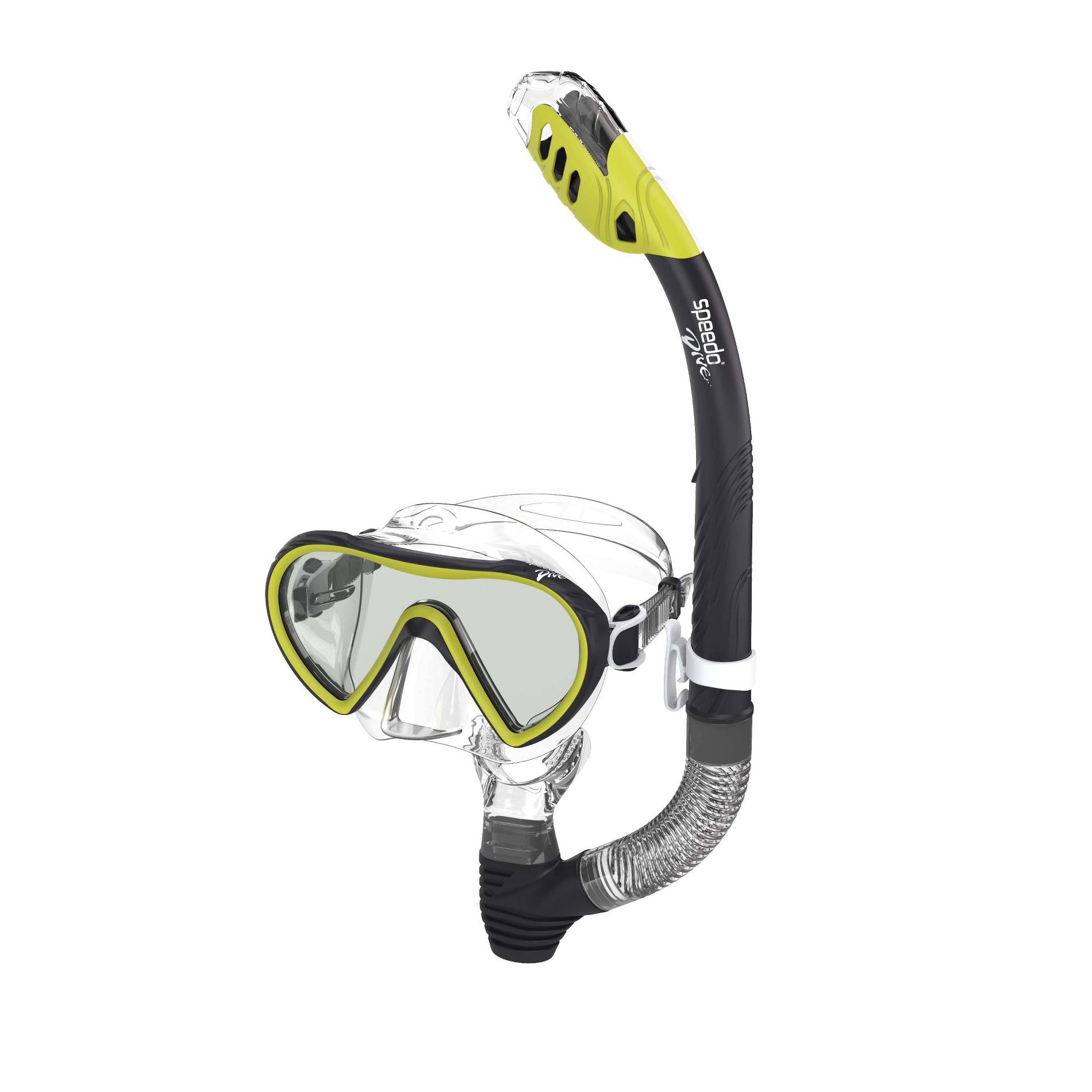 Speedo Adult Expedition Mask & Snorkel Set - Lime/Black: Includes Snorkel, Carrying Case