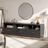 70in TV Stand for TVs up to 80", Mid Century Modern Entertainment Center with Storage Drawer and Open Shelves - 3 of 4