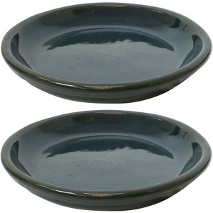 Sunnydaze Outdoor/Indoor High-Fired Glazed UV- and Frost-Resistant Ceramic Flower Pot Planter Saucers - 2-Pack - 1 of 4