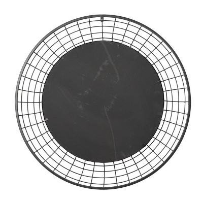 Sleek 36" Black Iron Round Wall Mirror for Industrial Elegance