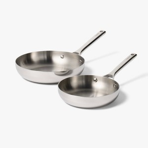 2pk (8" & 10") Uncoated Stainless Steel Frying Pan Set - Figmint™ - 1 of 4