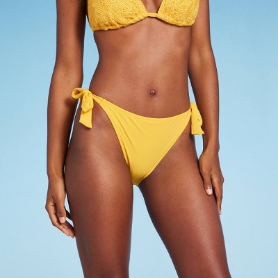 Women's High Leg Side-tie Hipster Cheeky Bikini Bottom - Shade & Shore™  Yellow L : Target