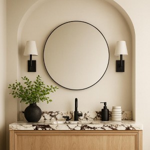 TEHOME Yolanta Circular Round Stainless Steel Framed Wall Mounted Bathroom Vanity Mirror - 1 of 4