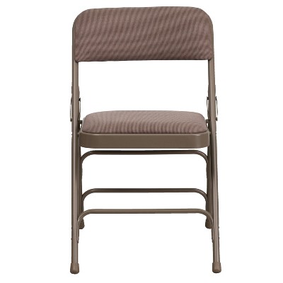Beige Fabric and Metal Armless Folding Chair Set