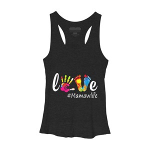 Women's Design By Humans Love Hands and Feet #Mamawlife By Chos Racerback Tank Top - 1 of 2