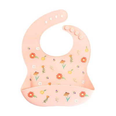 Austin Baby Collection Silicone Bib - Camper Wildflower Ripe Peach