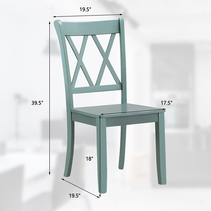 Costway Set of 2 Wood Dining Chair Cross Back Dining Room Side Chair Mint Green Home Kitchen, 3 of 12