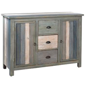 36" Distressed 3 Drawer 2 Door Cabinet Blue/Gray - StyleCraft